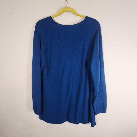 J. Jill Womens XL Knit Top‎ Blue Silk Cotton Blend Lightweight V Neck Tunic - Picture 7 of 7